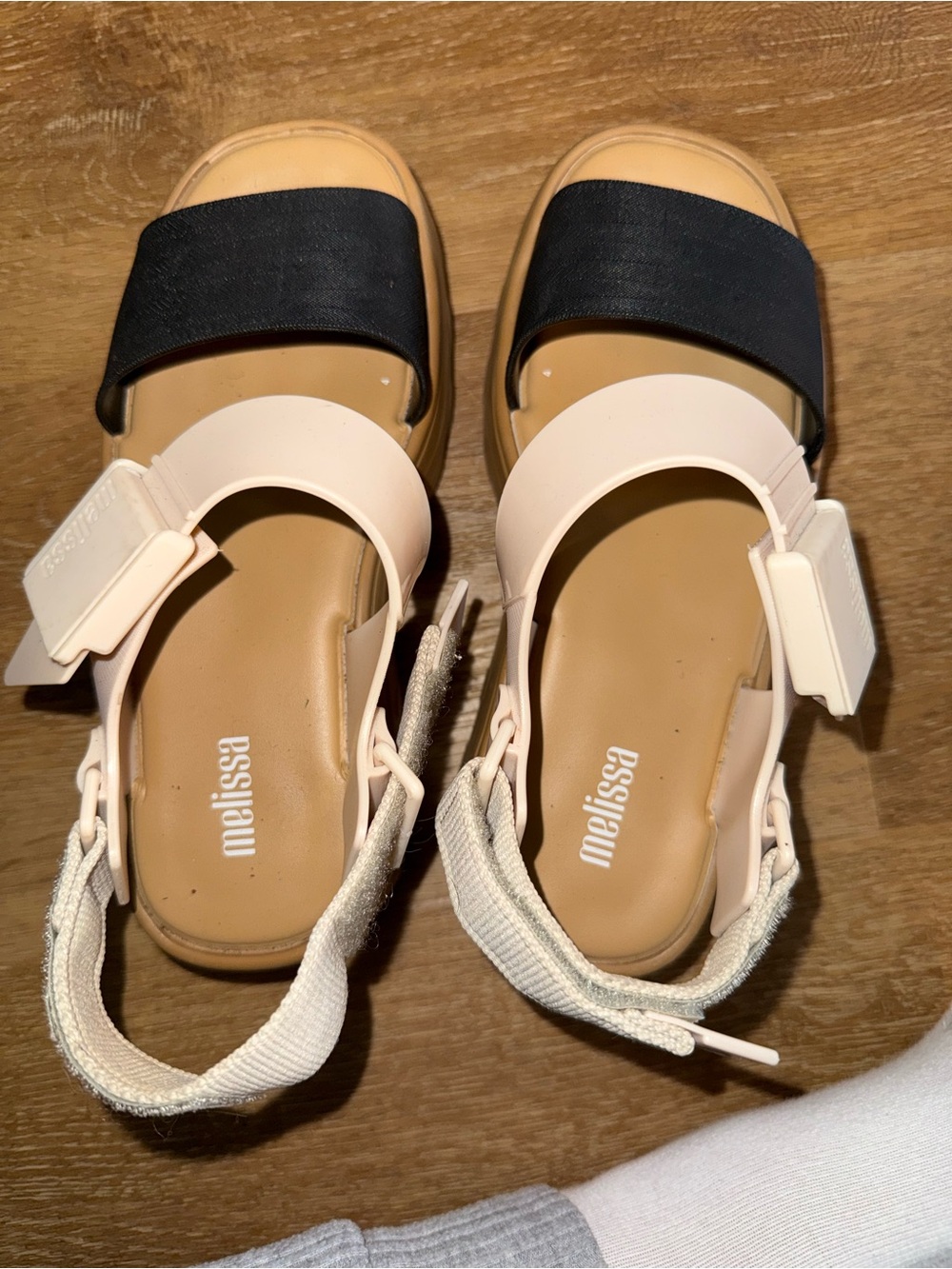 Melissa Two-Tone Platform Sandals in Black and Cream
